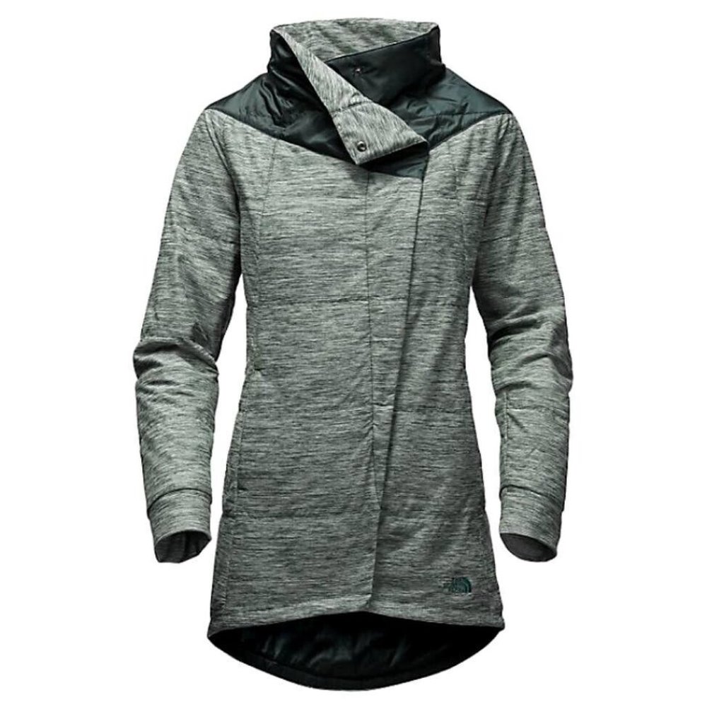 The North Face Women’s Long Pseudio Cowlneck Full Zip Green Puffer Jacket Medium